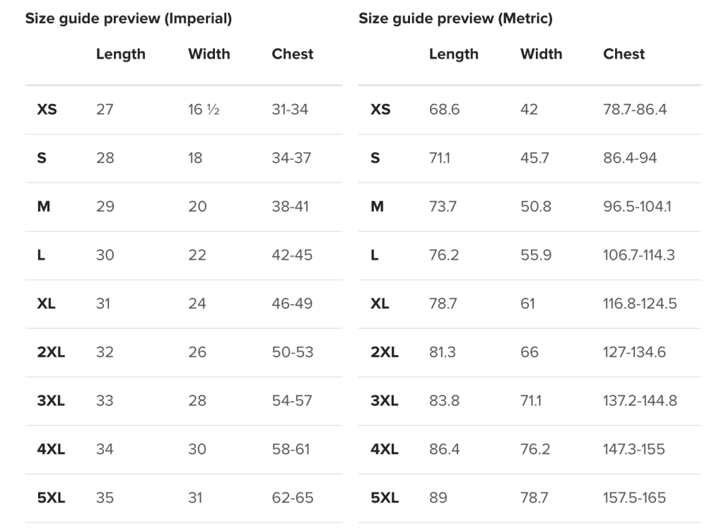 size guide