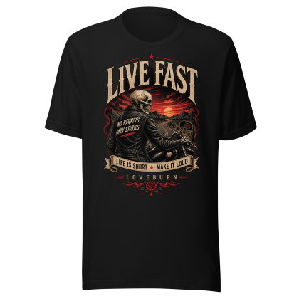 Live Fast No Regrets vintage biker