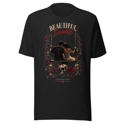 Beautiful Damage dark romantic T-shirt with moonlit roses
